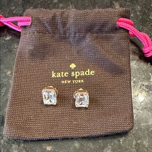 kate spade Gold-Tone Clear Rectangular Stud Earrings